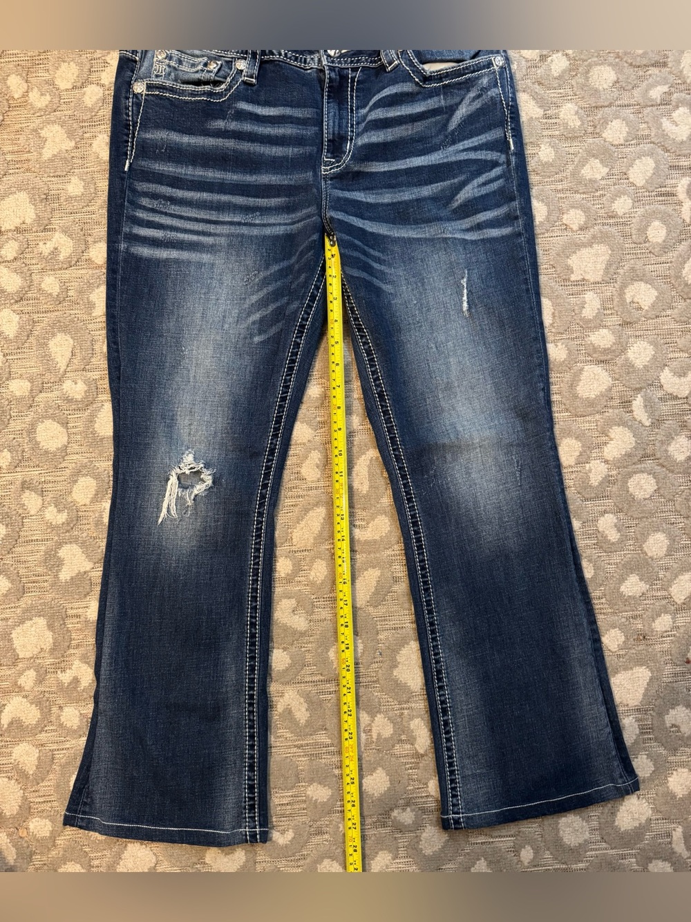 Miss Me Dark Blue Bootcut Jeans with Patriotic Sequin Pocket - Picture 5 of 10